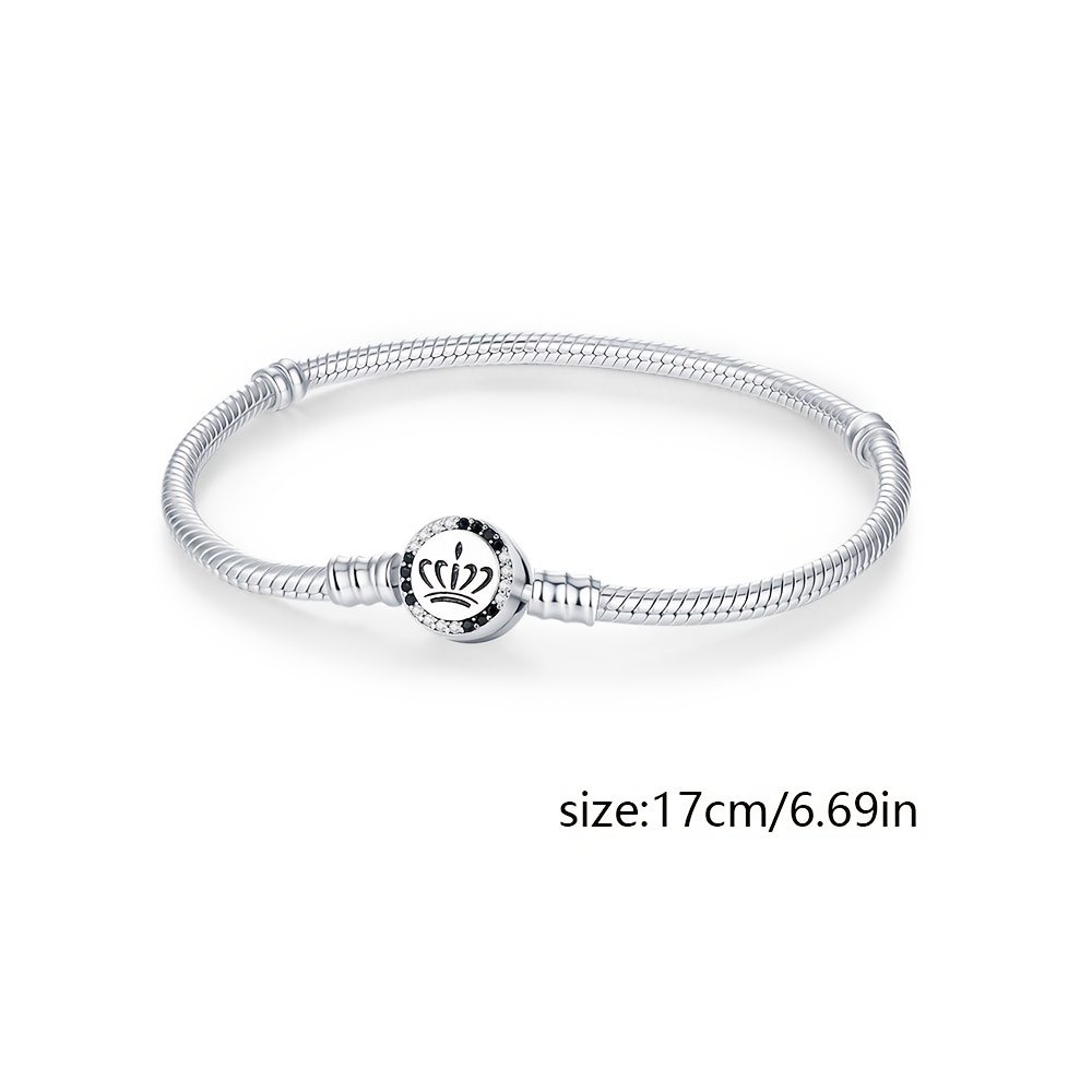 New 925 Silver-Plated Crown Chip Bracelet, Elegant Gift